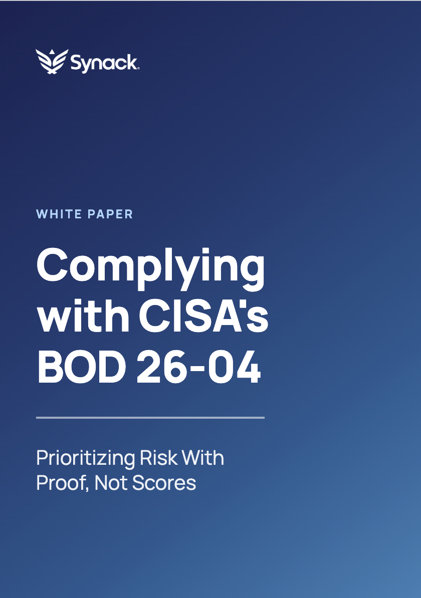 How Synack helps federal agencies comply with BOD 26-04 — white paper cover.